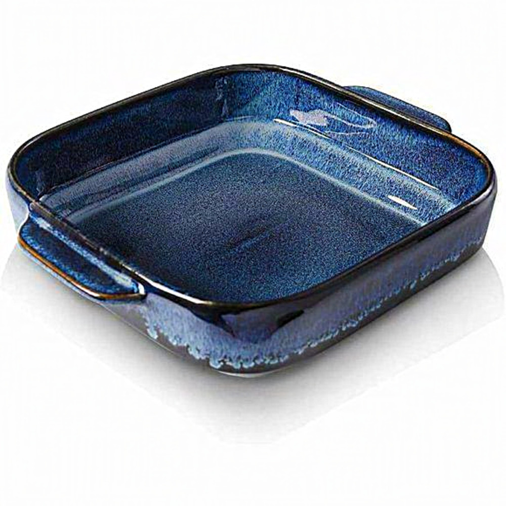 Ceramic Bakeware 8x8 Square Nebula Blue Brownie Pans for Cake Dinner Baking Dish